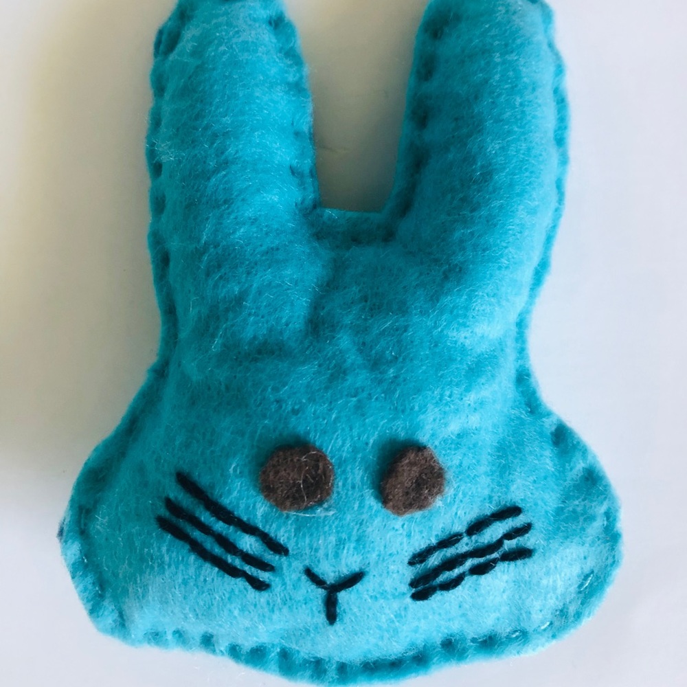 Cat felt Catnip bunny toy- teal